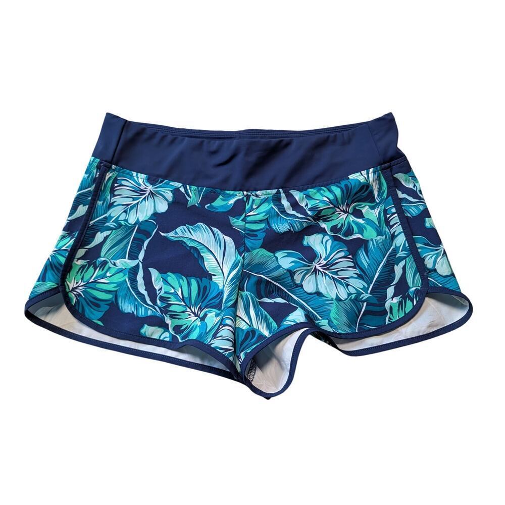 Tommy Bahama Women's cover up/workout shorts; lightweight, Blue & green floral